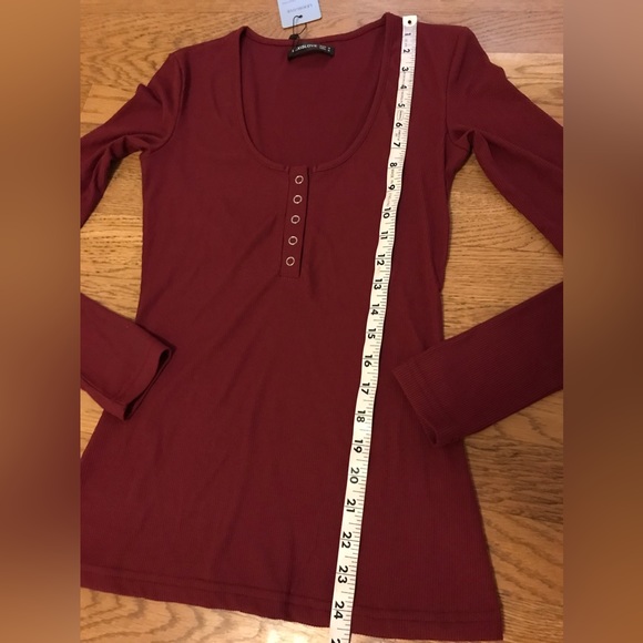 Long sleeve Rib Henley top marron size S - Picture 7 of 9